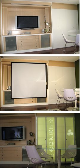 Mueble ajustado a necesidades del cliente, según espacio y uso diario. Combinación de madera y Coria